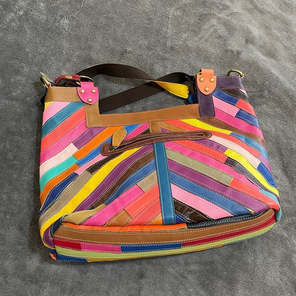 Ameri Leather Shoulder Bag Multi-Colored Purse Ha… - image 7